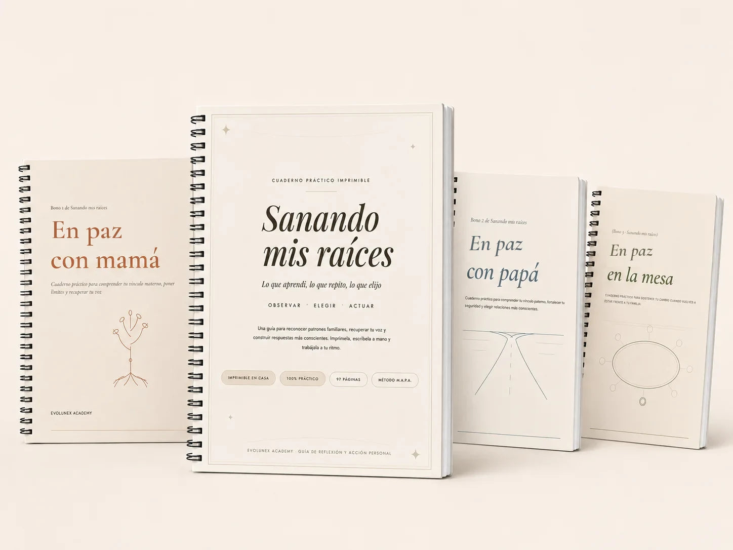 Bundle completo de Sanando mis raíces con sus tres cuadernos adicionales